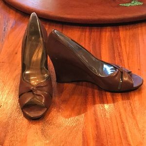 Brown Leather  Nine West Wedges